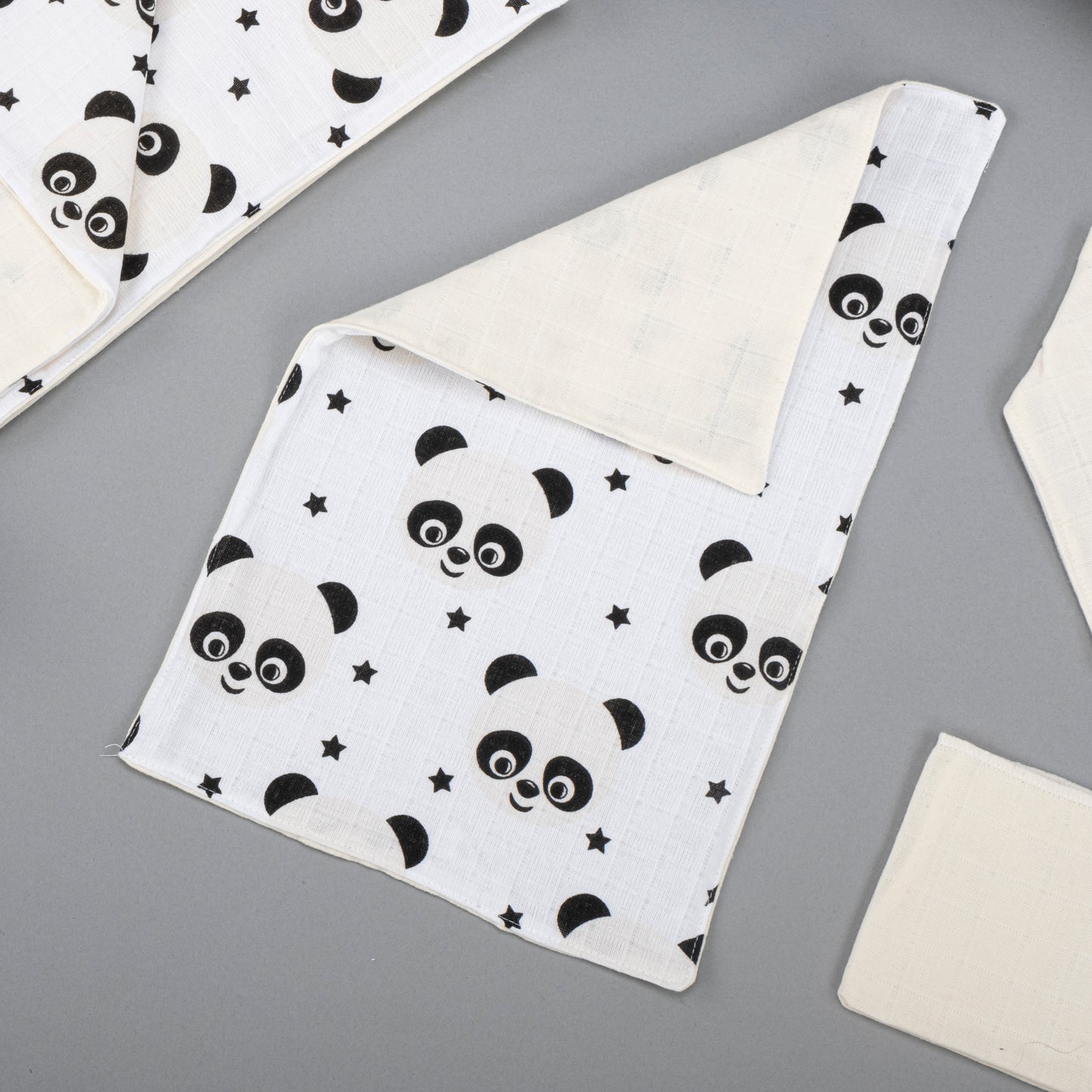 11 Parça Avantajlı Set - Çift Taraflı - Krem Muslin - Panda