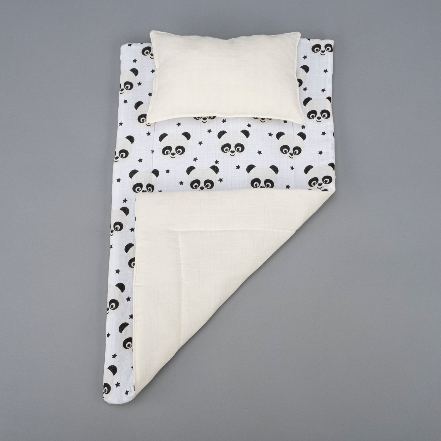 Alt Açma Matı - Çift Taraflı - Krem Muslin - Panda