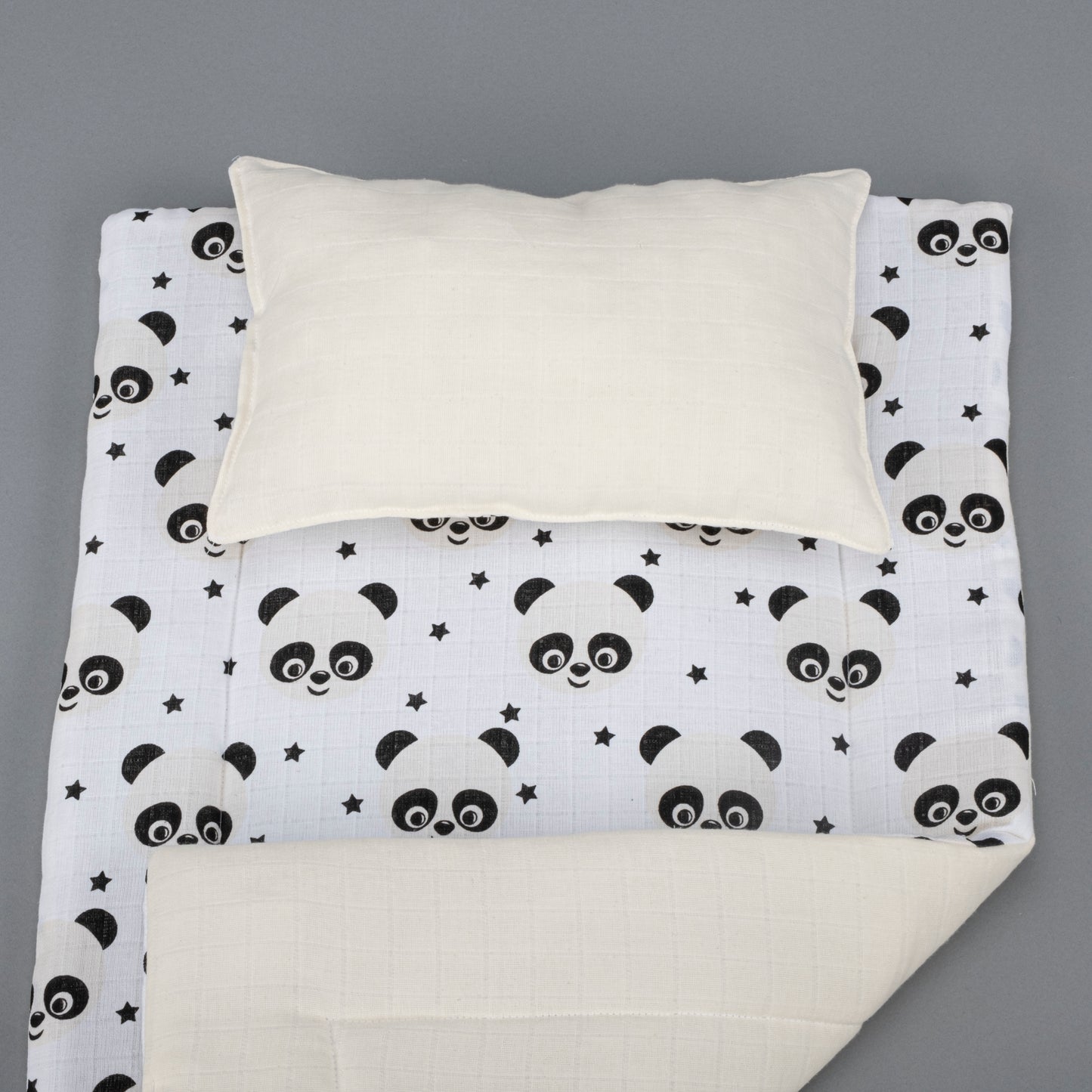 Alt Açma Matı - Çift Taraflı - Krem Muslin - Panda
