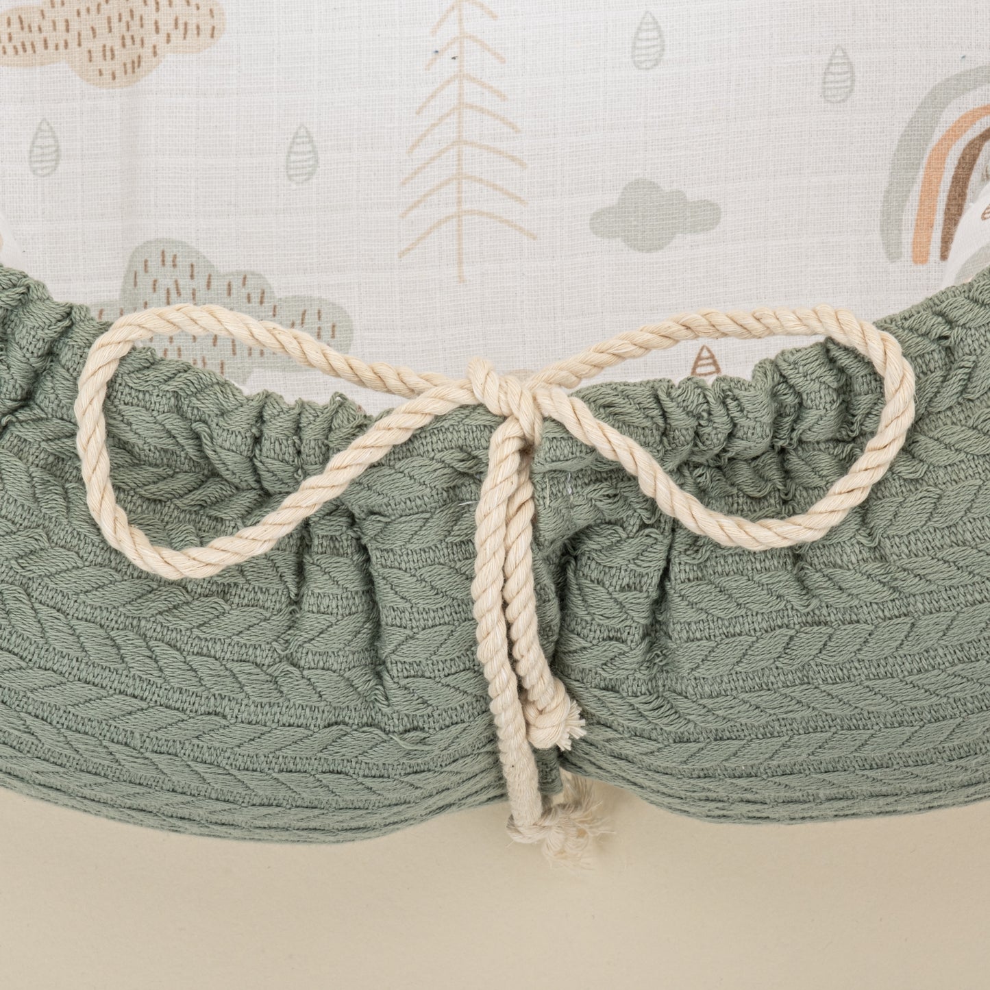 Babynest ve Yastık - Çift Taraflı - Koyu Yeşil Örgü - Yeşil Gökkuşağı