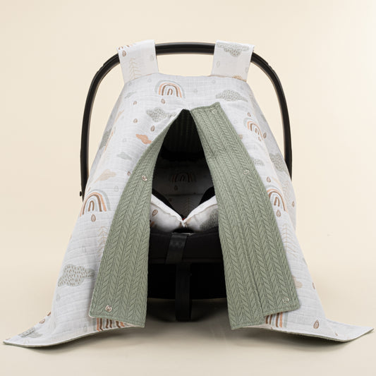 Puset Seti - Çift Taraflı - Koyu Yeşil Örgü - Yeşil Gökkuşağı