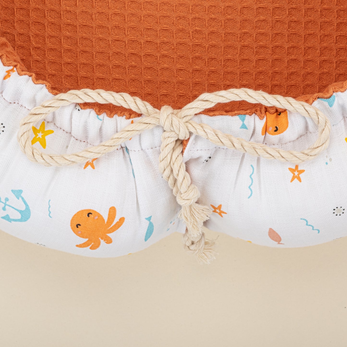Babynest ve Yastık - Çift Taraflı - Turuncu Petek - Ahtapot