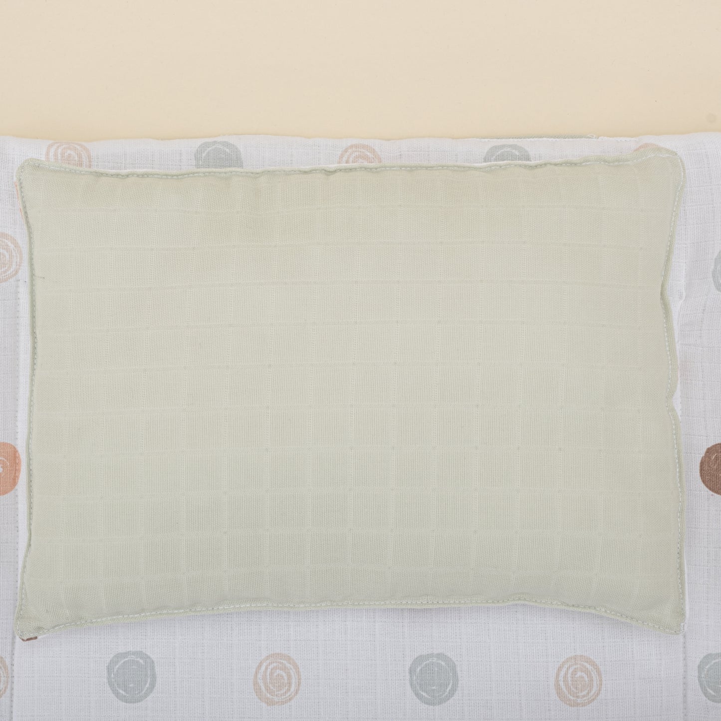 Alt Açma Matı ve Yastık - Çift Taraflı - Mint Muslin - Puantiye
