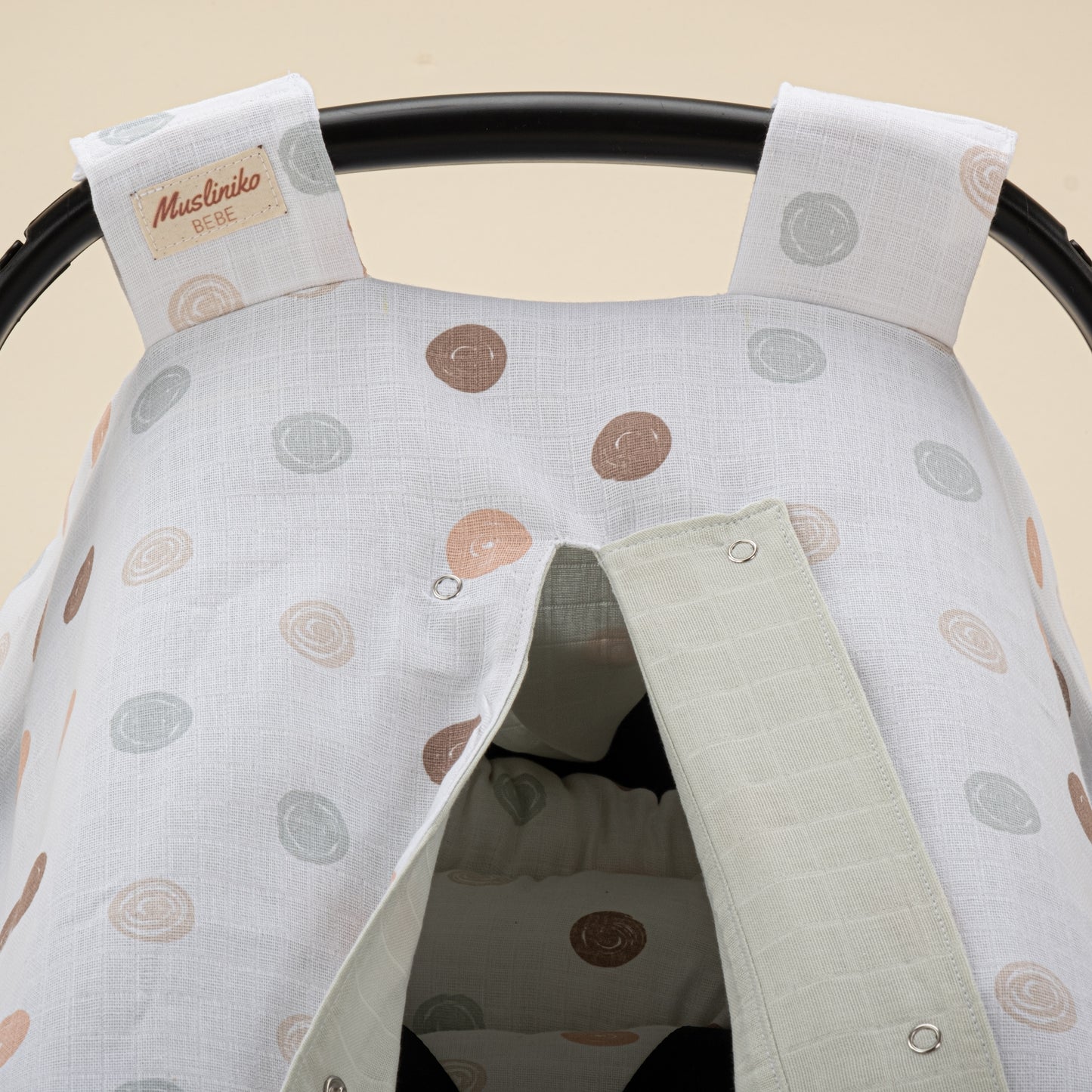 Puset Seti - Çift Taraflı - Mint Muslin - Puantiye