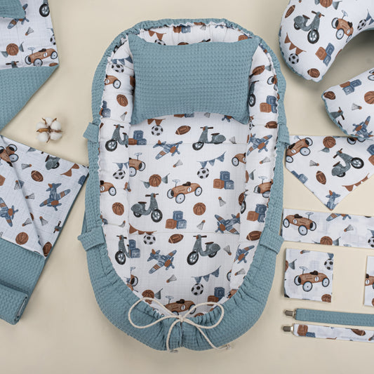 18 Parça Full Set - Çift Taraflı - Petrol Mavisi Petek - Araçlar