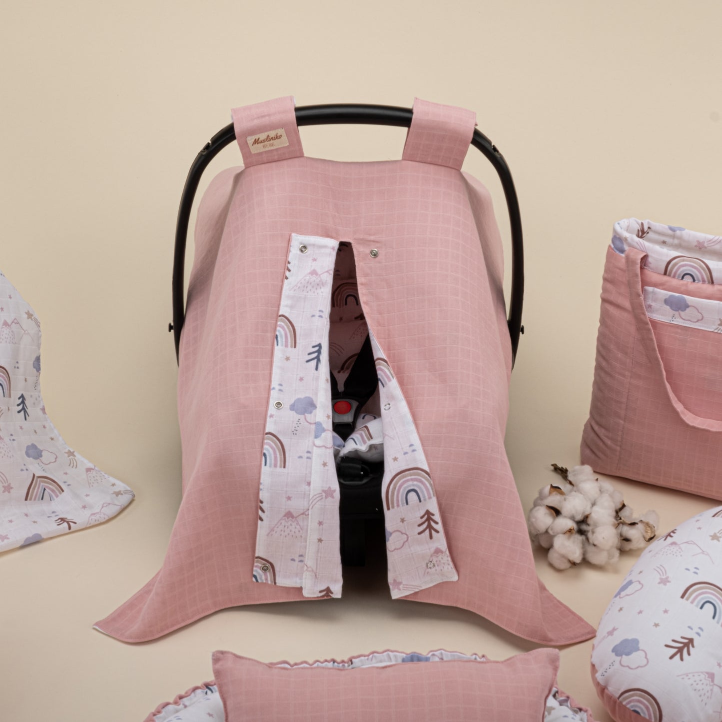 18 Parça Full Set - Çift Taraflı - Pudra Muslin - Pastel Gökkuşağı