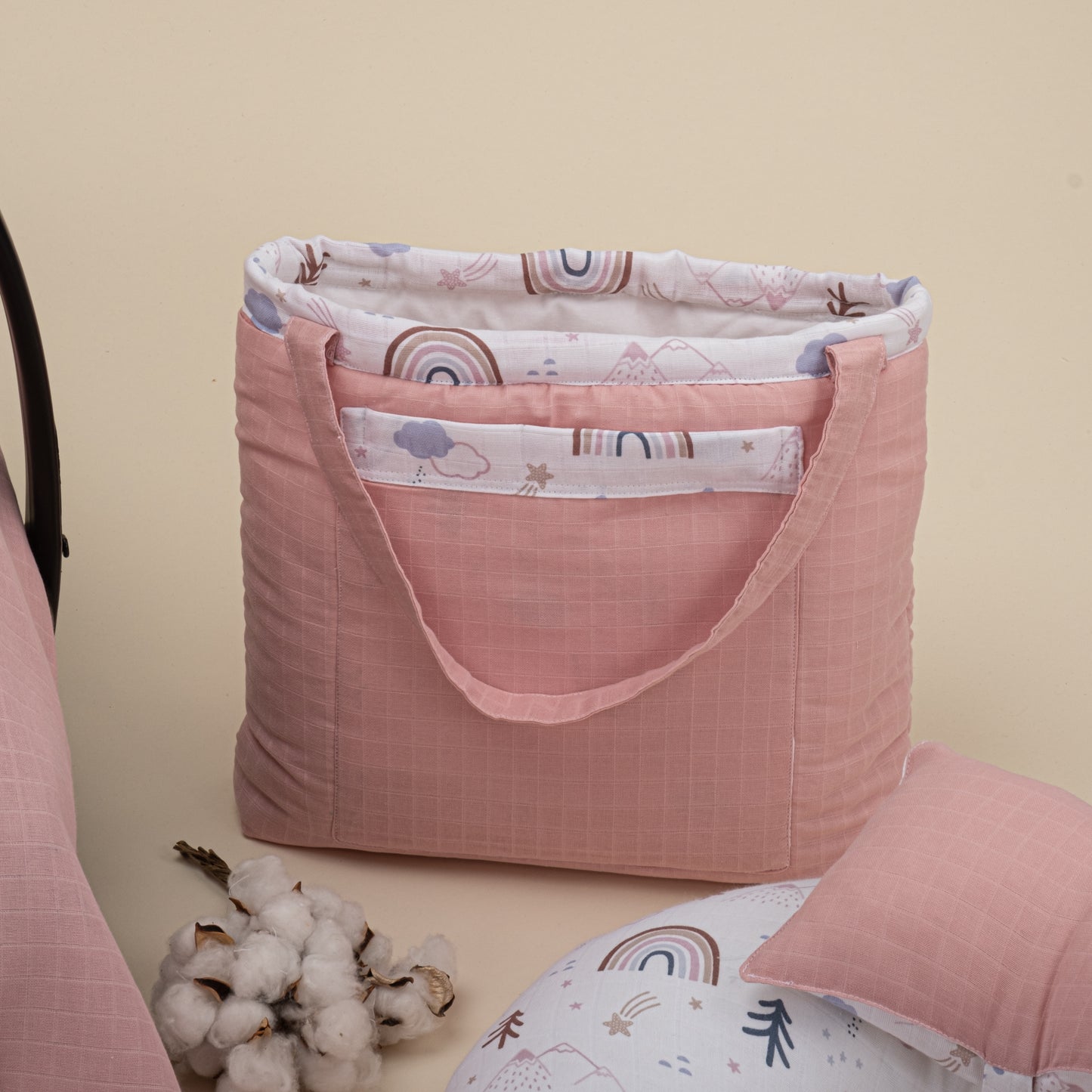 18 Parça Full Set - Çift Taraflı - Pudra Muslin - Pastel Gökkuşağı