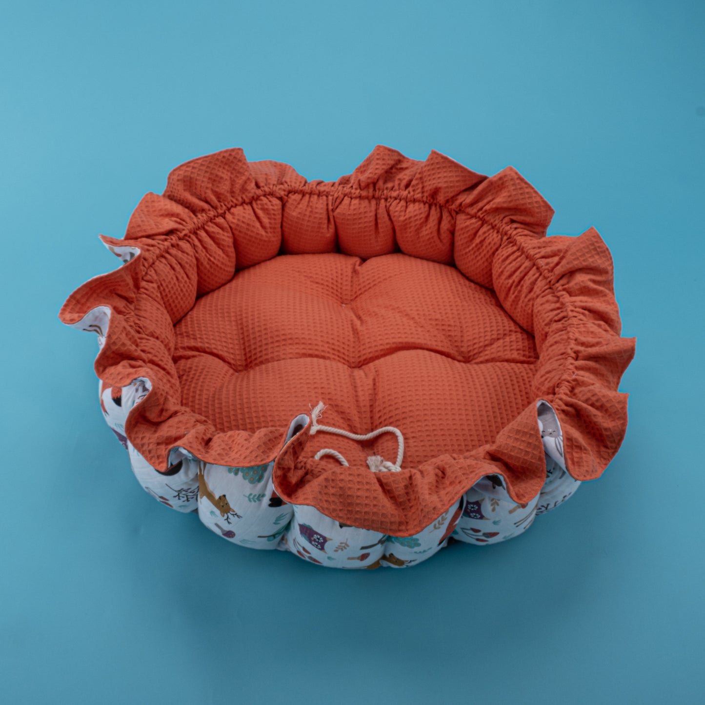 Yuvarlak Babynest - Çift Taraflı - Turuncu Petek - Orman