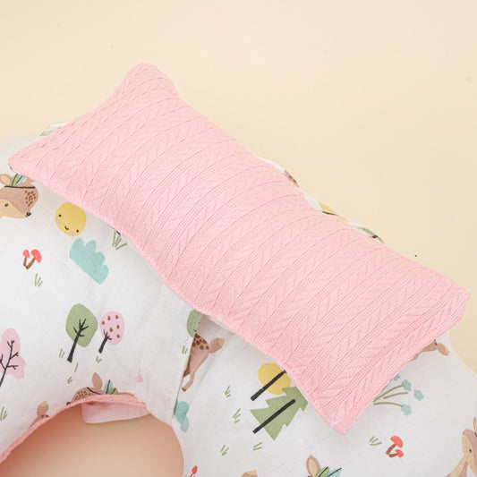 Emzirme Yastığı - Çift Taraflı - Koyu Pembe Örgü - Ceylan