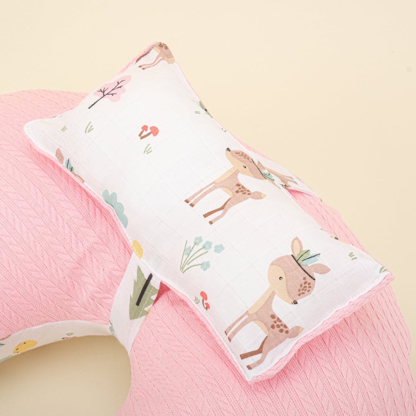 Emzirme Yastığı - Çift Taraflı - Koyu Pembe Örgü - Ceylan