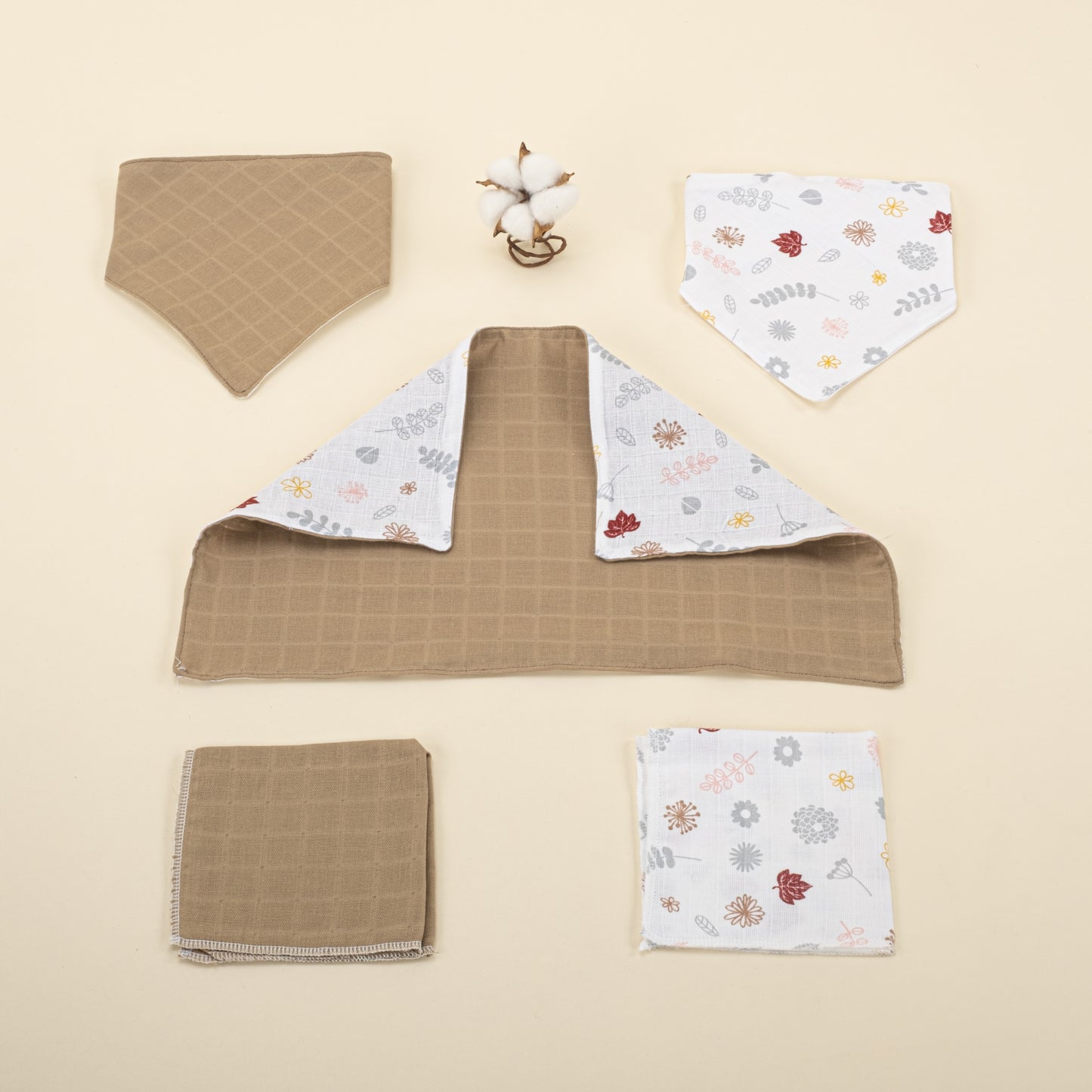 11 Parça Avantajlı Set - Çift Taraflı - Toprak Muslin - Bahar Desenleri