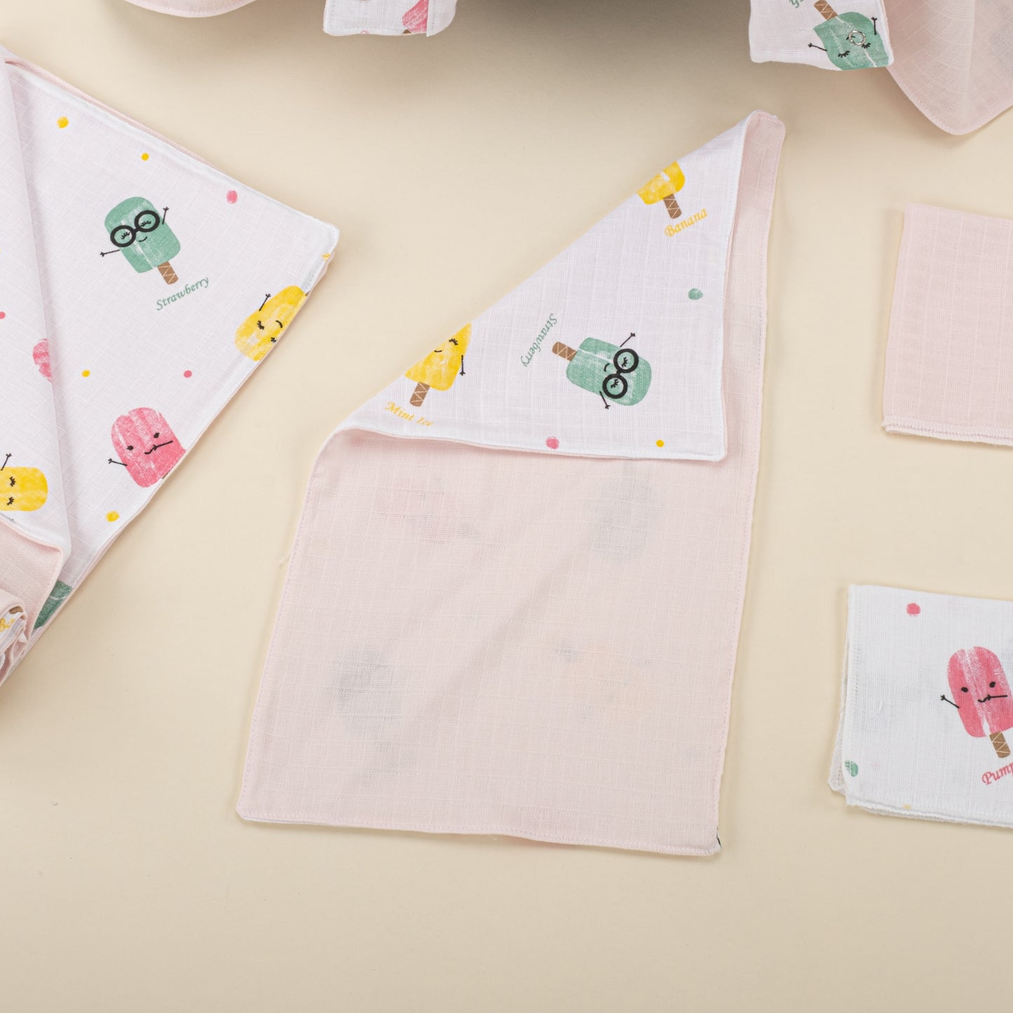 11 Parça Avantajlı Set - Çift Taraflı - Bebe Pembe Muslin - Dondurma