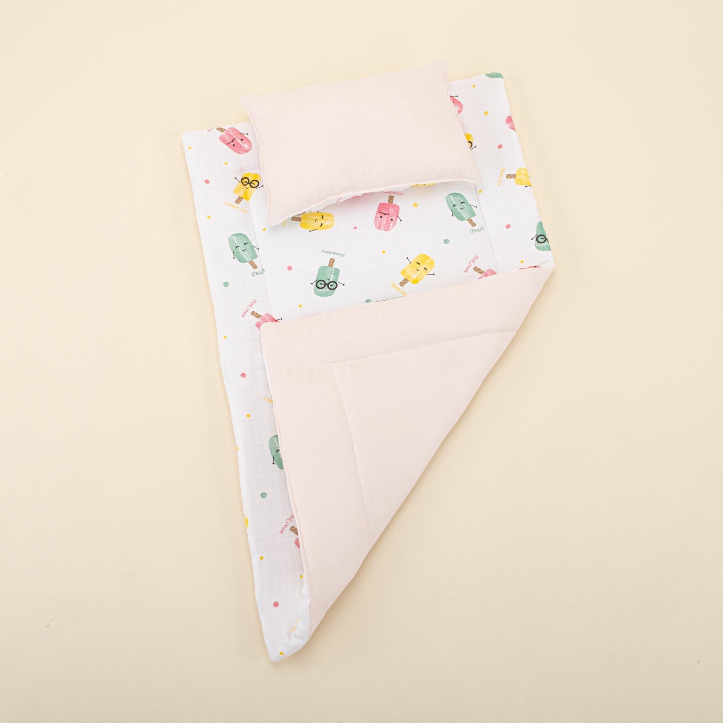 11 Parça Avantajlı Set - Çift Taraflı - Bebe Pembe Muslin - Dondurma