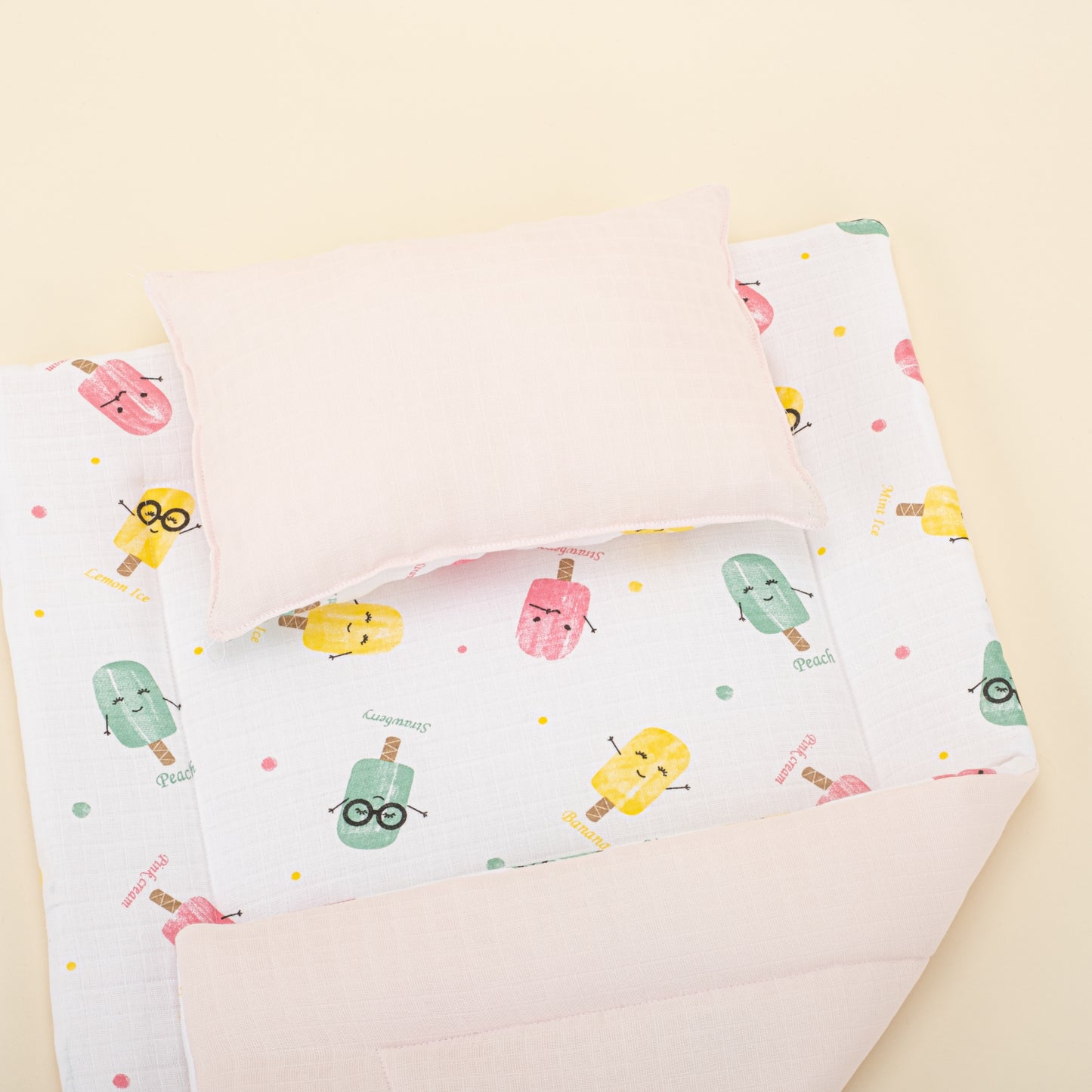 11 Parça Avantajlı Set - Çift Taraflı - Bebe Pembe Muslin - Dondurma