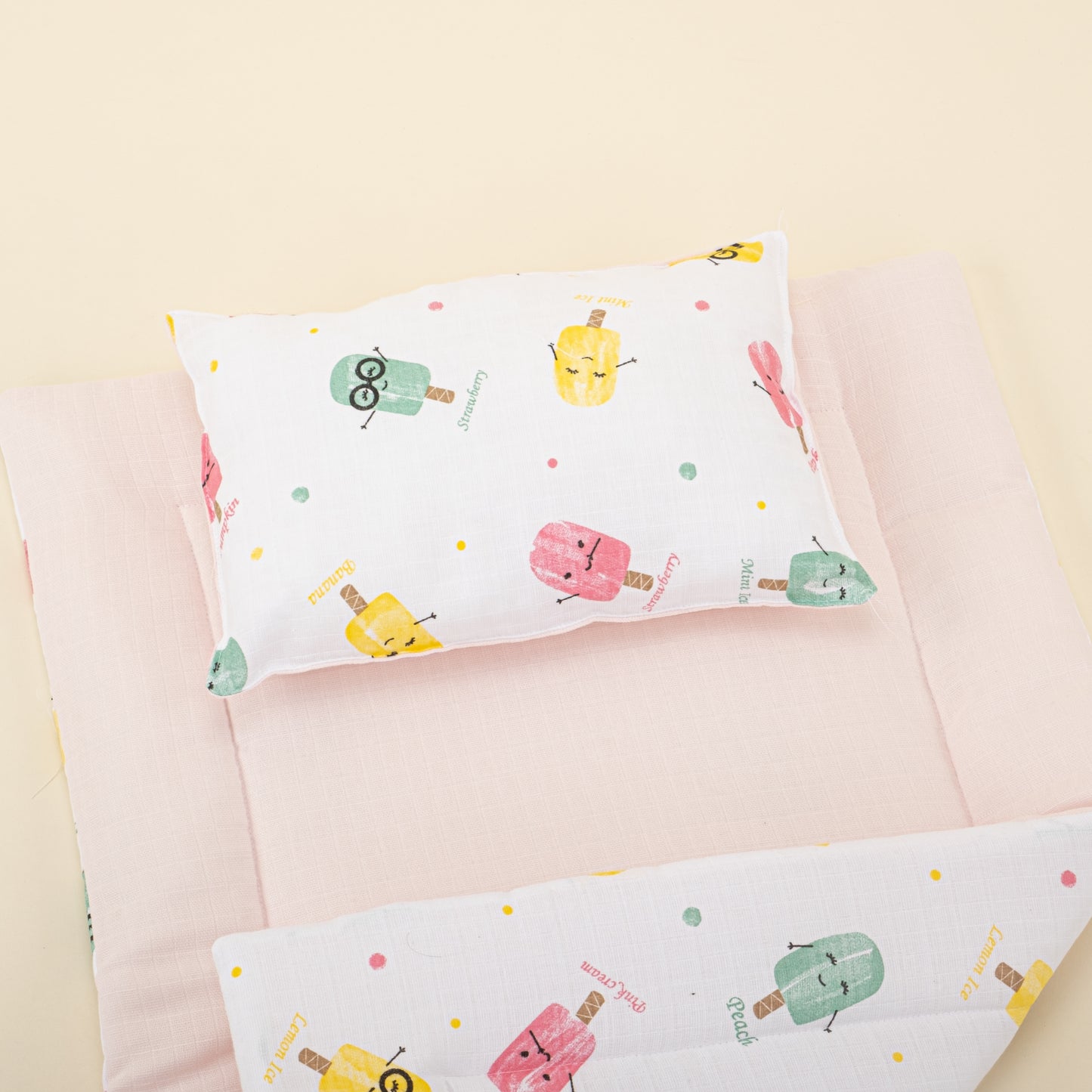 11 Parça Avantajlı Set - Çift Taraflı - Bebe Pembe Muslin - Dondurma