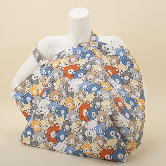 Çift Katlı Muslin Emzirme Önlüğü - Renkli Ayıcıklar