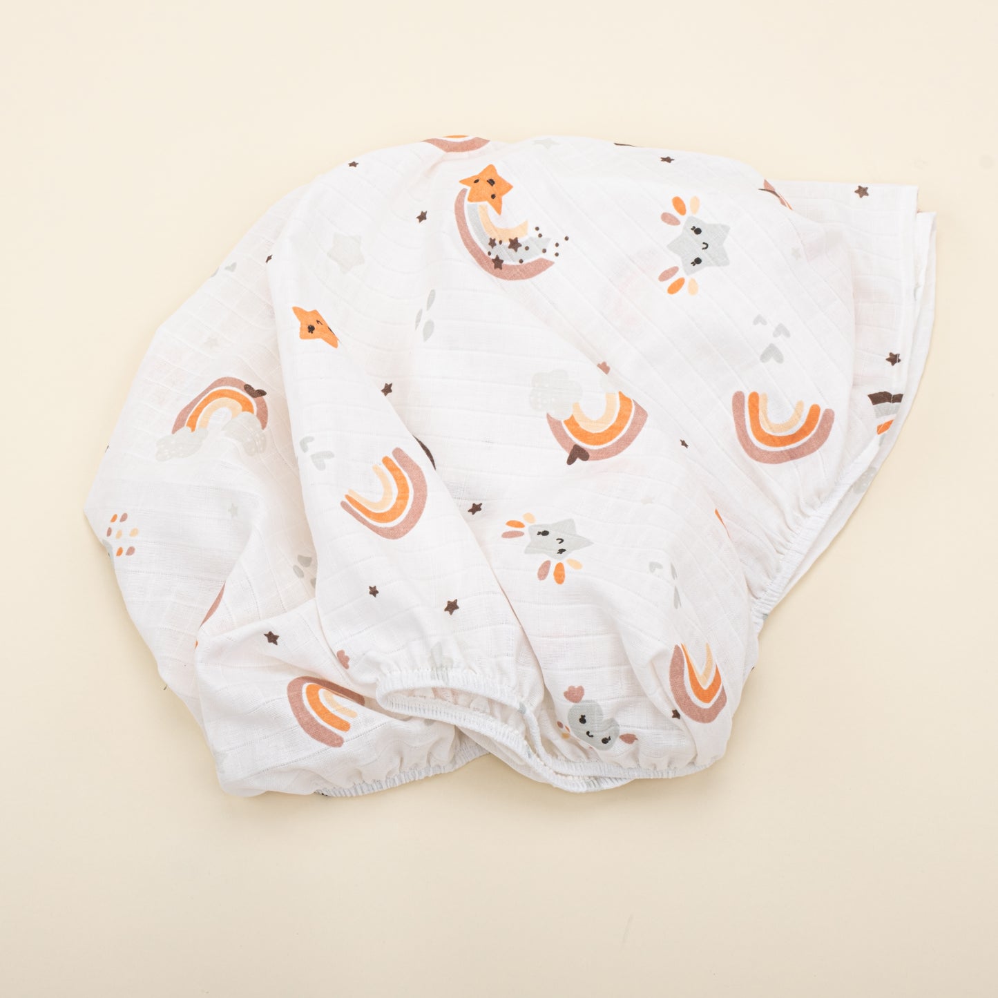 Bebek Peluş Nevresim Seti - Vizon Peluş - Turuncu Gökkuşağı