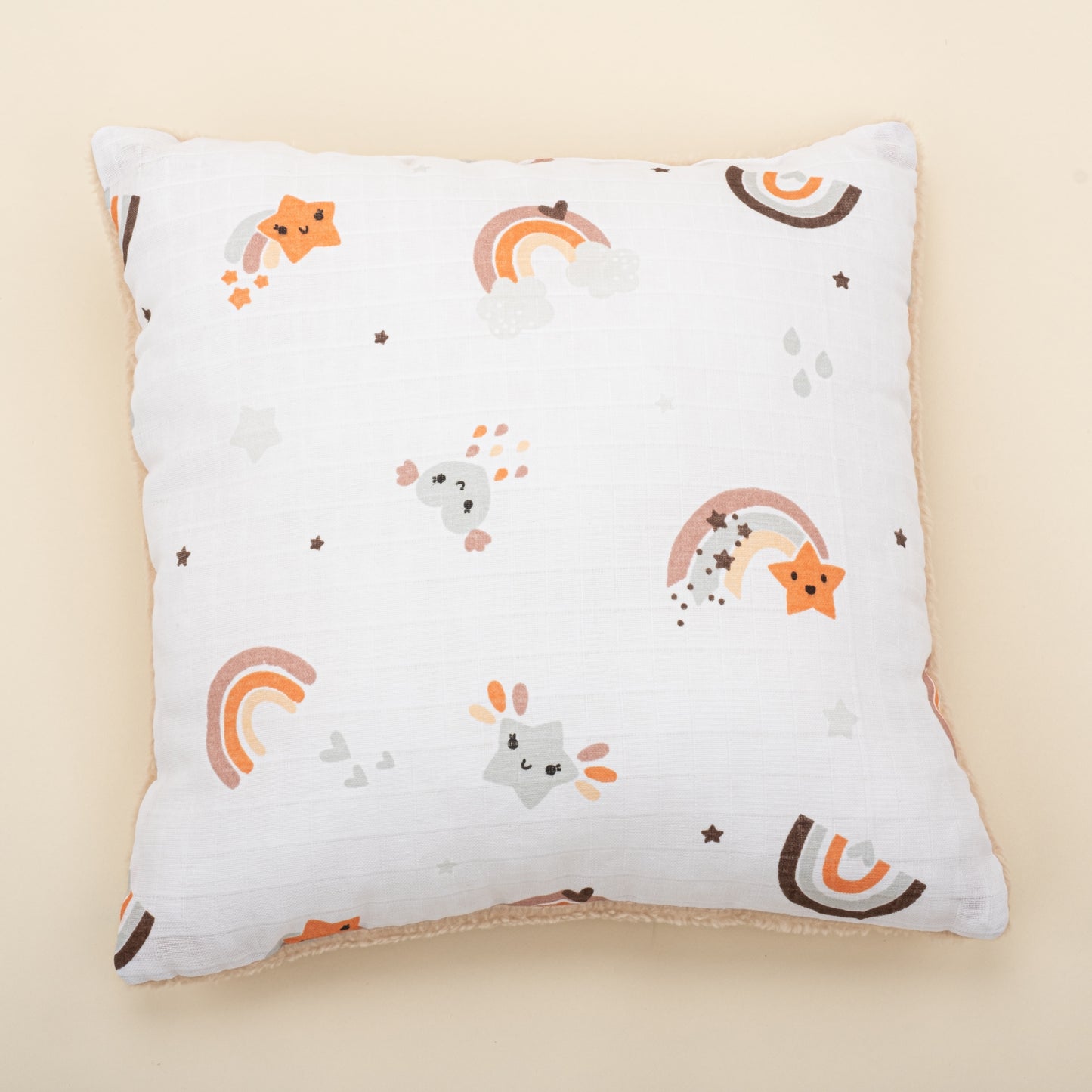 Bebek Peluş Nevresim Seti - Vizon Peluş - Turuncu Gökkuşağı