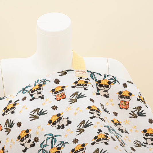 Çift Katlı Muslin Emzirme Önlüğü - Tropikal Panda