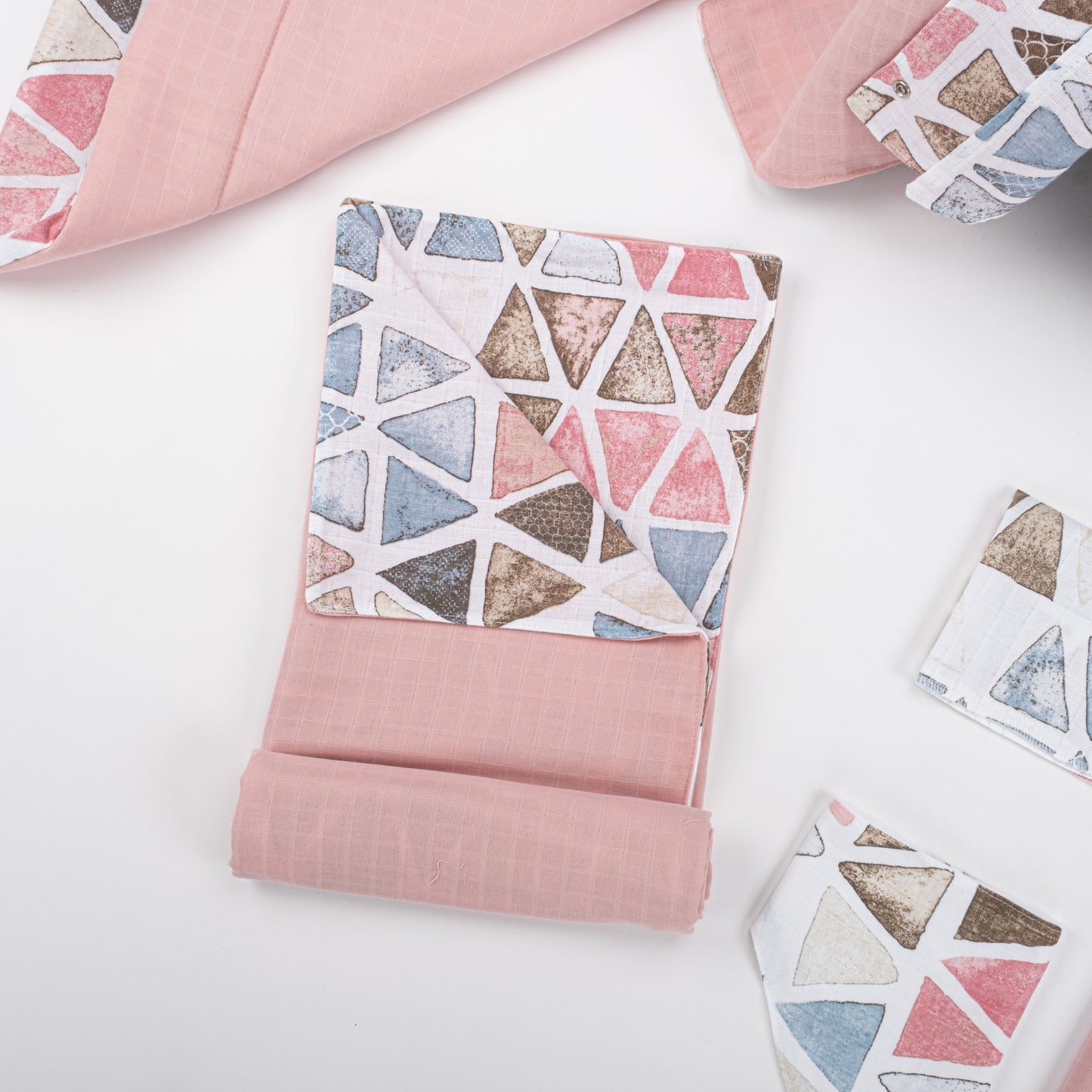 11 Parça Avantajlı Set - Çift Taraflı - Pudra Muslin - Retro