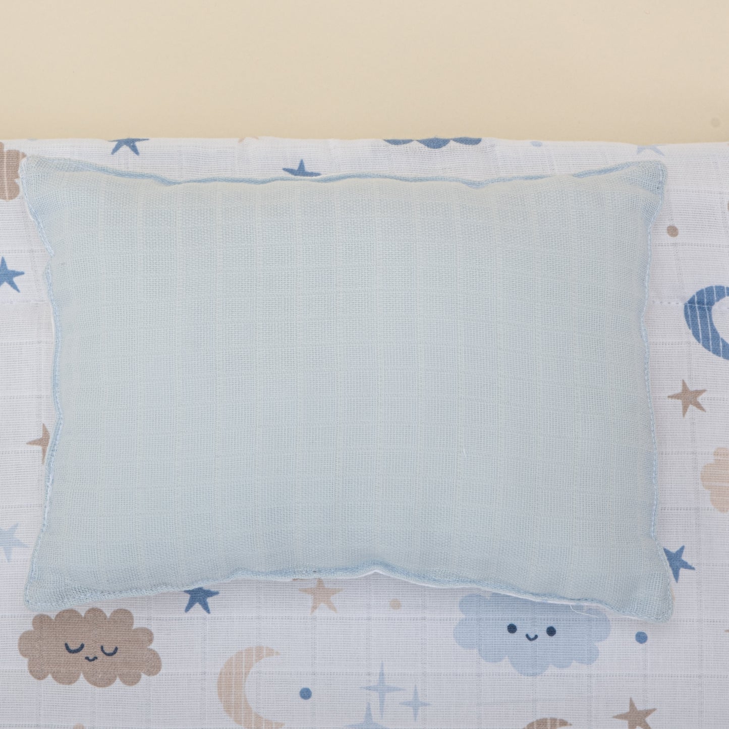 Uyku Tulumu ve Yastık - Bebe Mavi Muslin - Mavi Bulut