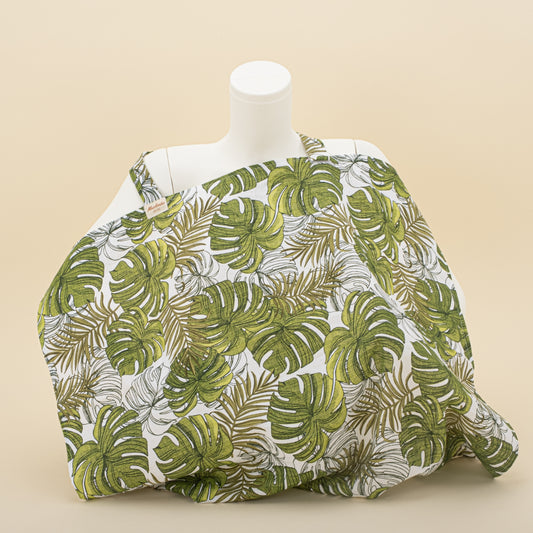 Çift Katlı Muslin Emzirme Önlüğü - Palmiye Yaprakları