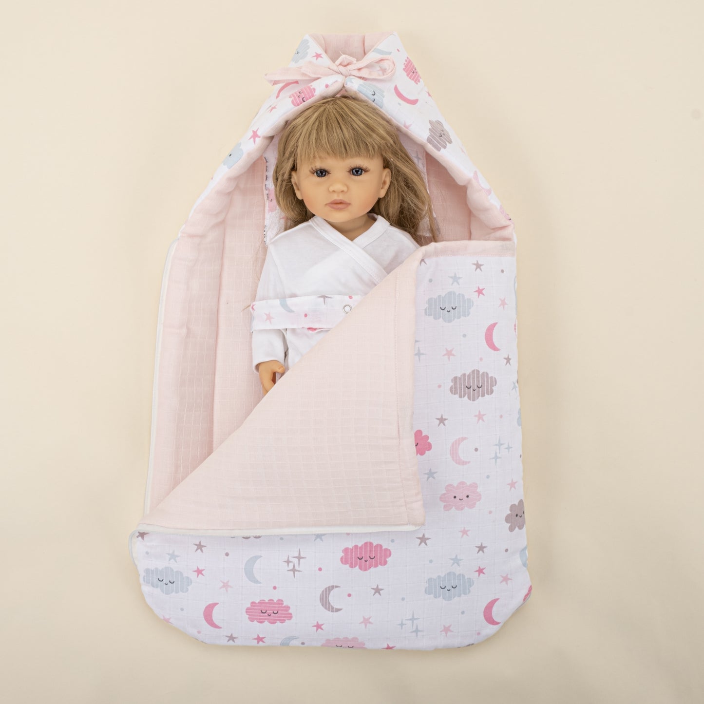 Uyku Tulumu - Bebe Pembe Muslin - Pembe Bulut