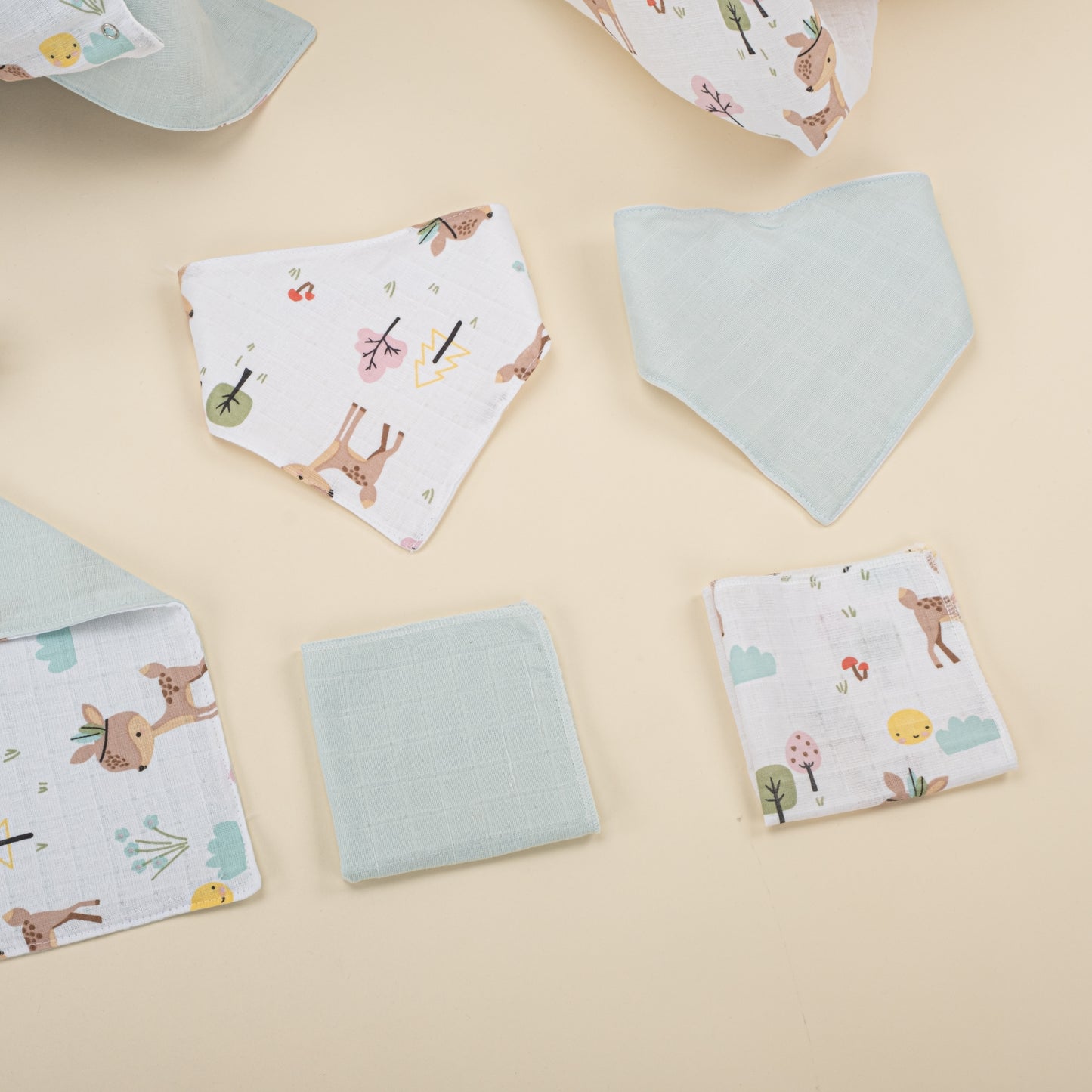11 Parça Avantajlı Set - Çift Taraflı - Mint Müslin - Ceylan
