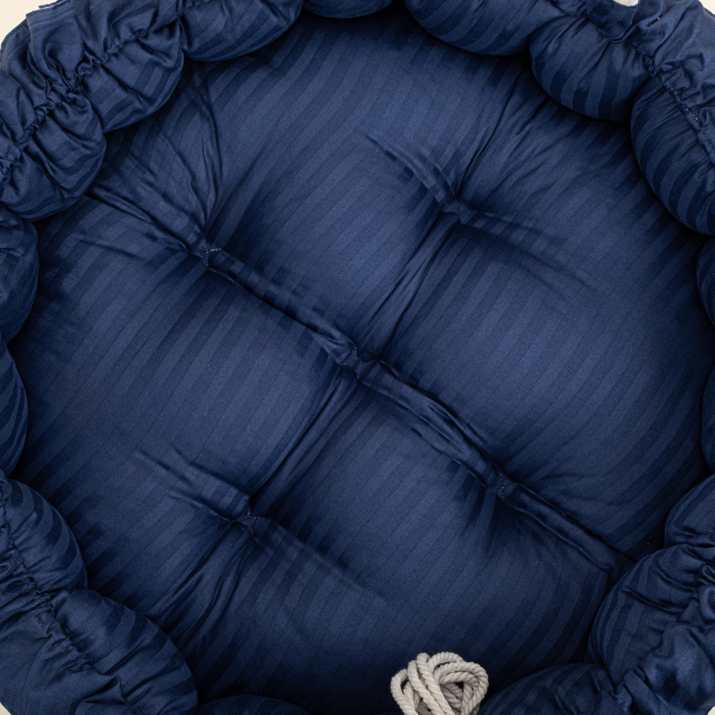Yuvarlak Babynest - Çift Taraflı - Lacivert Saten - Bahriyeli