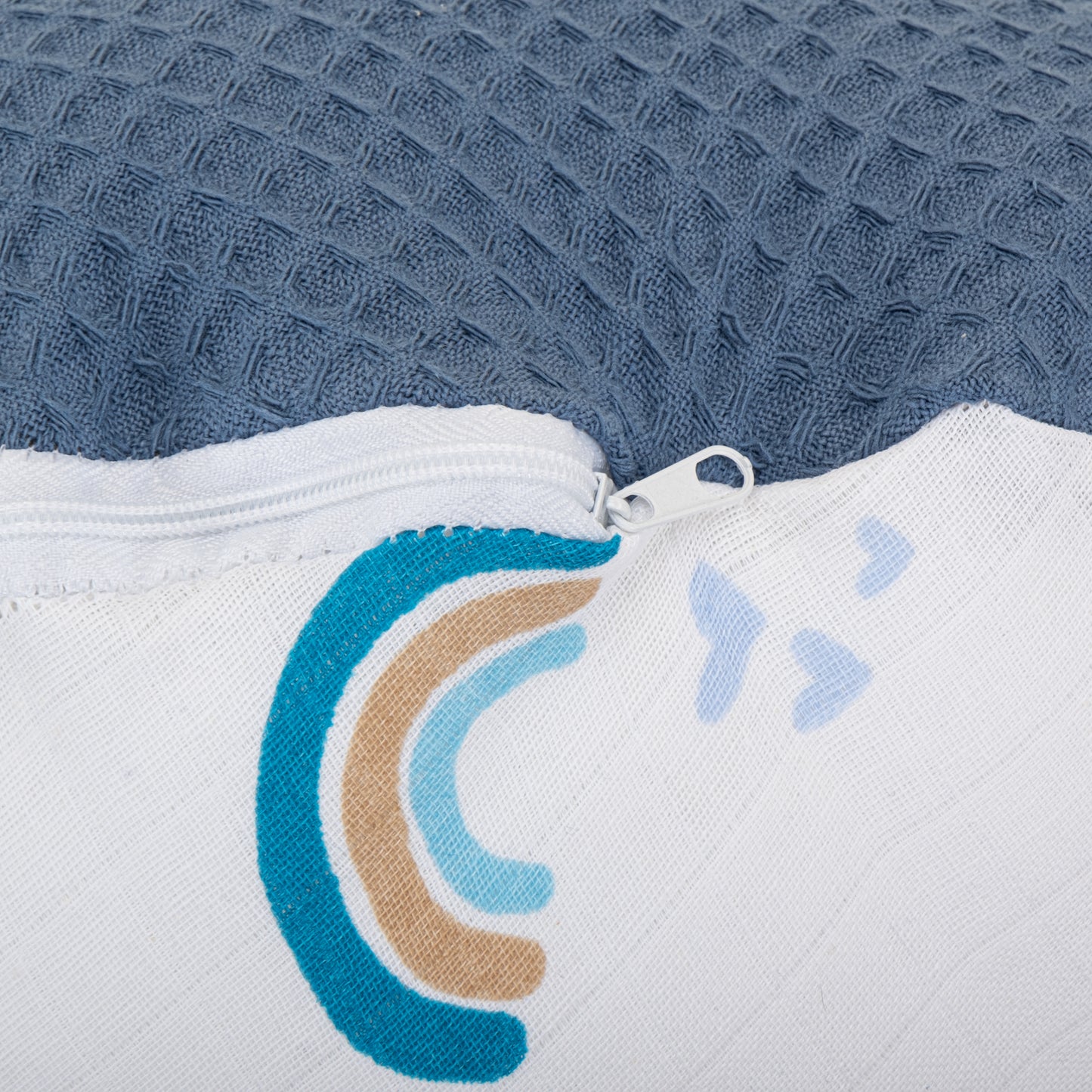 Emzirme Yastığı - Çift Taraflı - İndigo Petek - Mavi Gökkuşağı