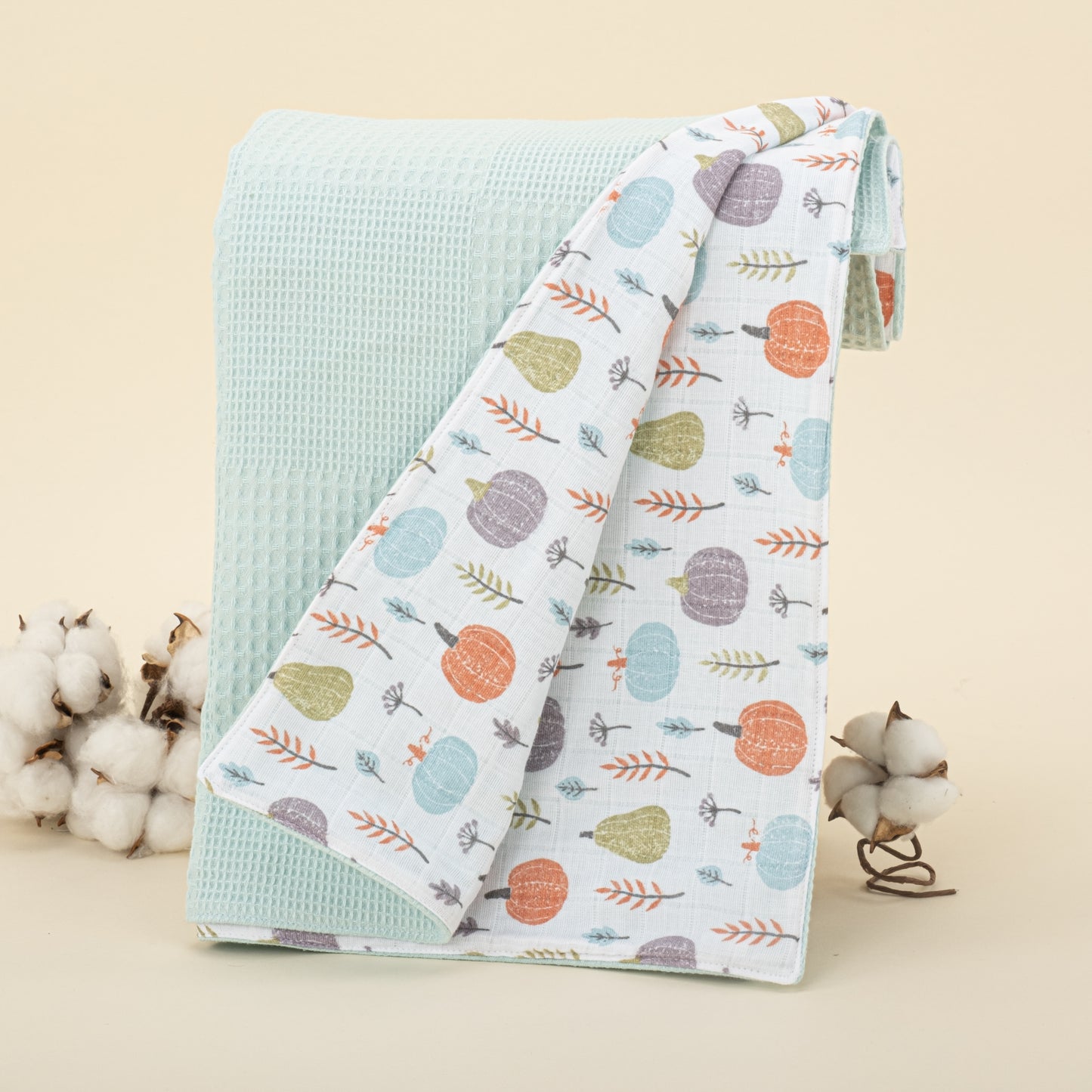 18 Parça Full Set - Çift Taraflı - Turkuaz Waffle - Yeşil Balkabağı