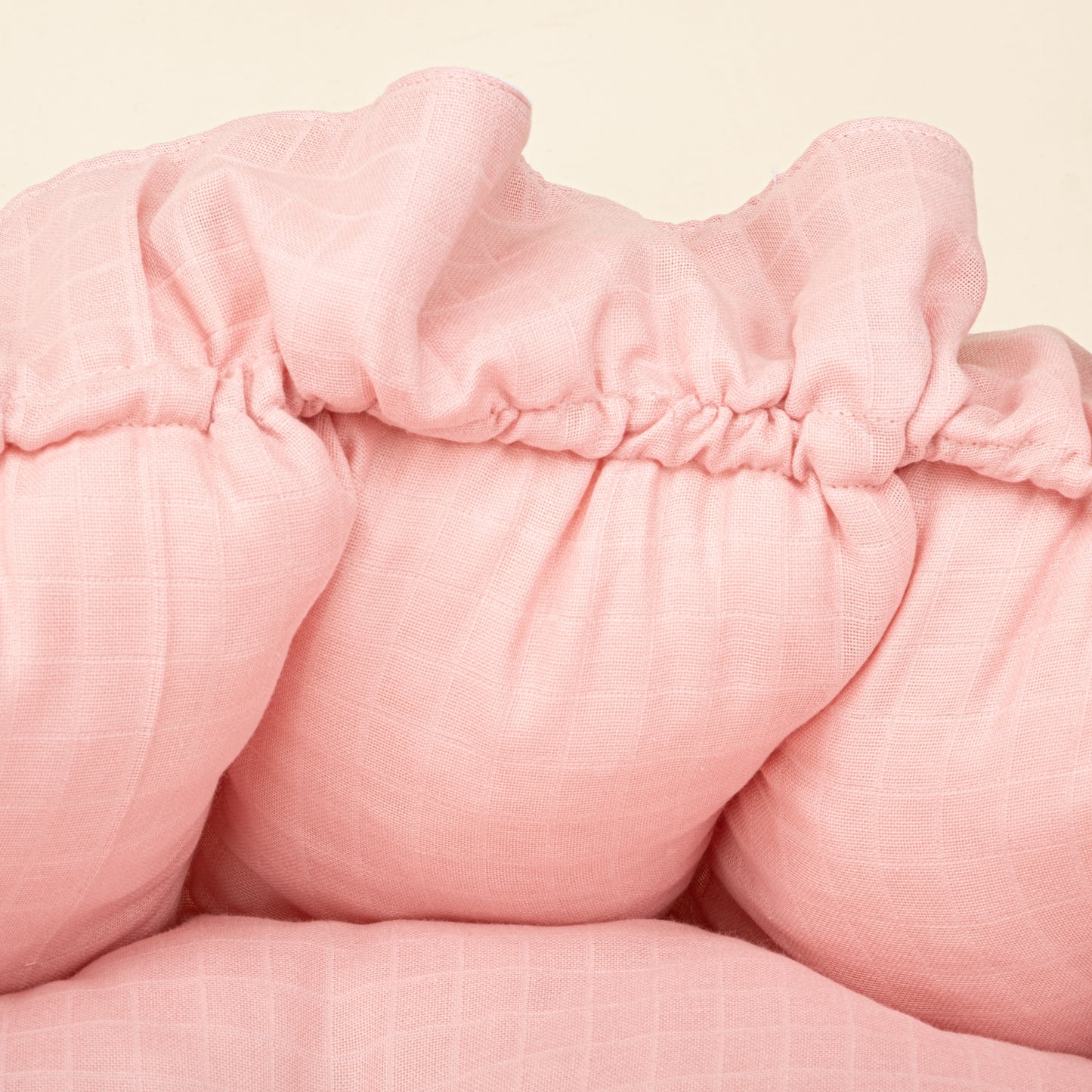 Yuvarlak Babynest - Çift Taraflı - Pembe Muslin - Yeşil Çiçekler