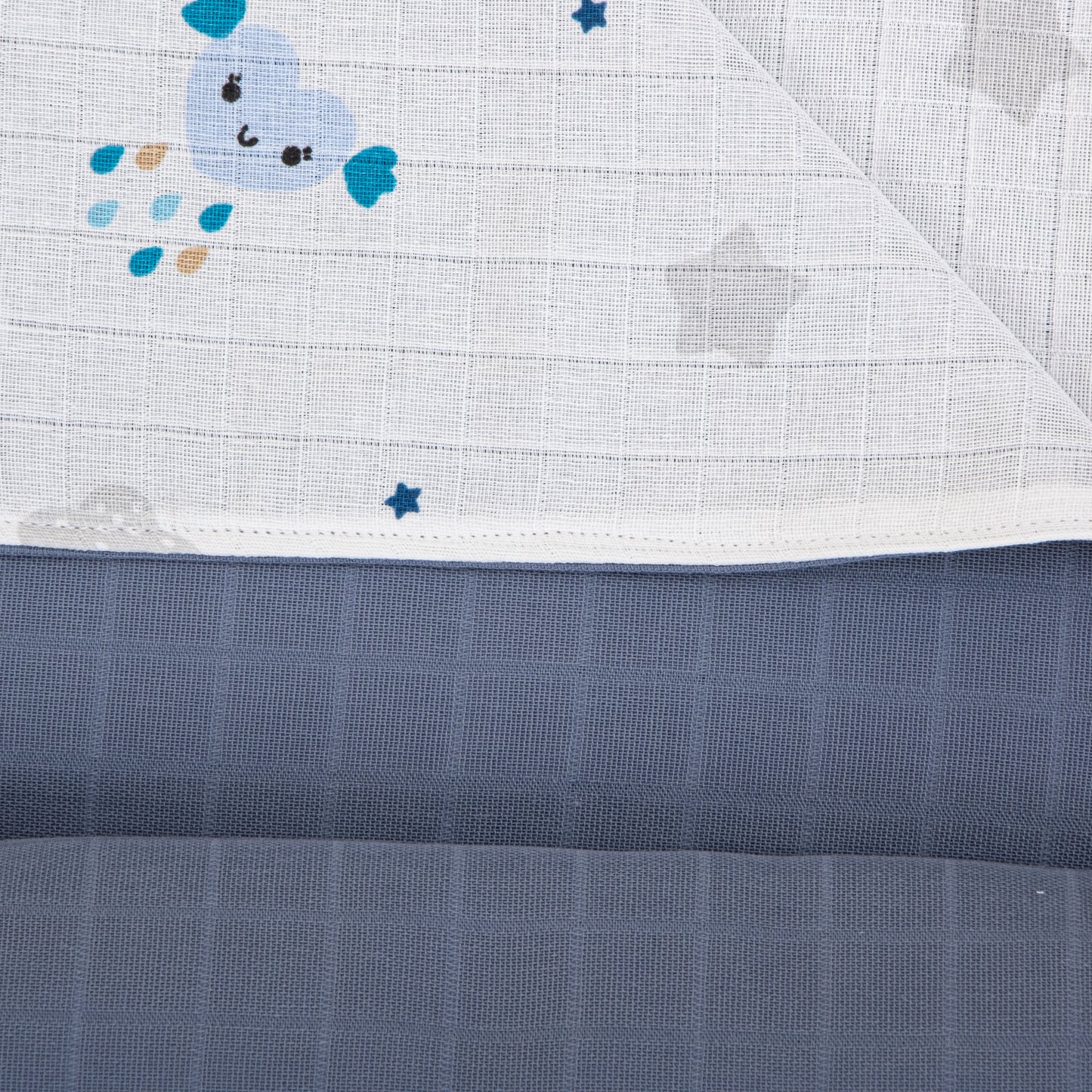 Çift Taraflı Muslin Örtü - İndigo Müslin - Mavi Gökkuşağı