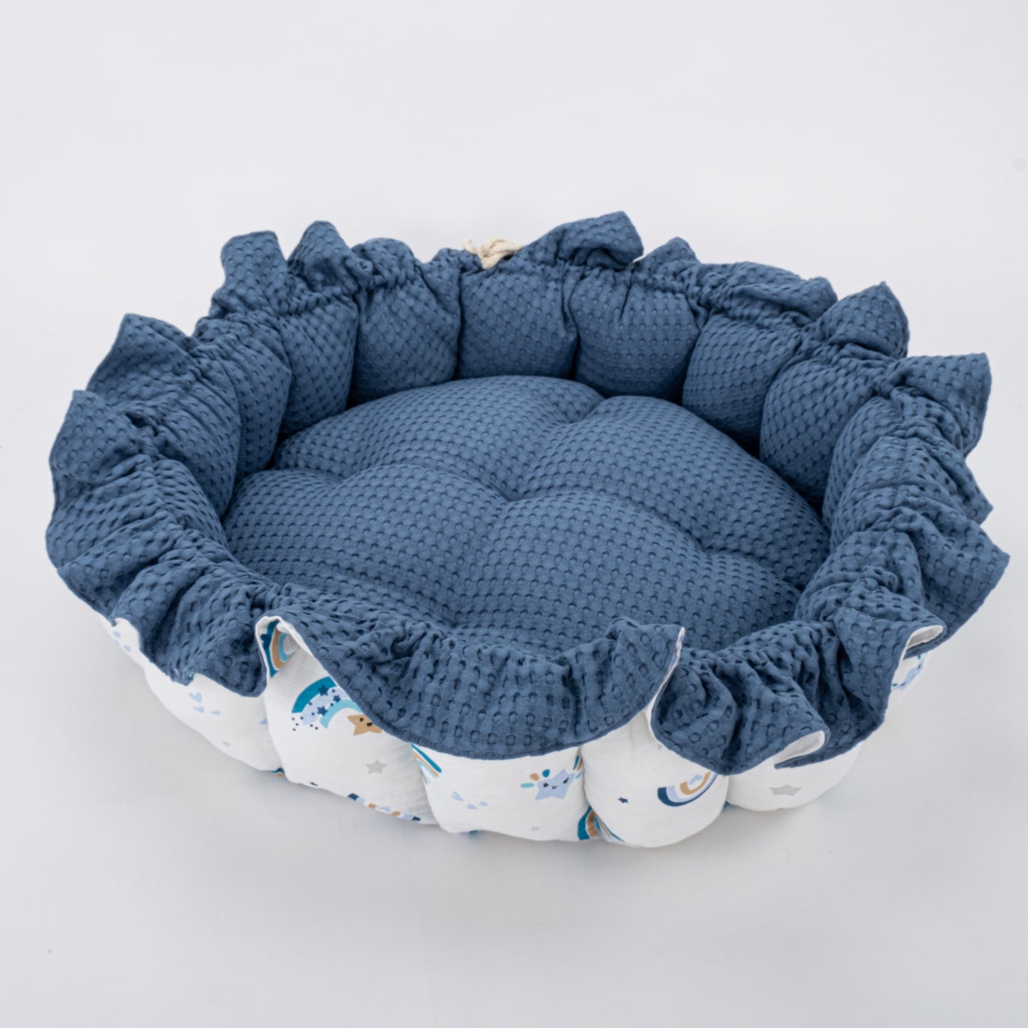 Yuvarlak Babynest - Çift Taraflı - İndigo Havuz - Mavi Gökkuşağı