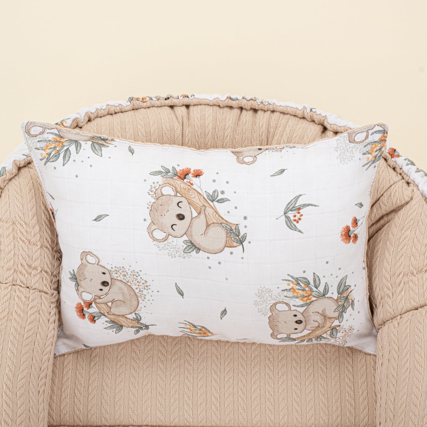 Babynest ve Yastık - Çift Taraflı - Sütlü Kahve Örgü - Koala