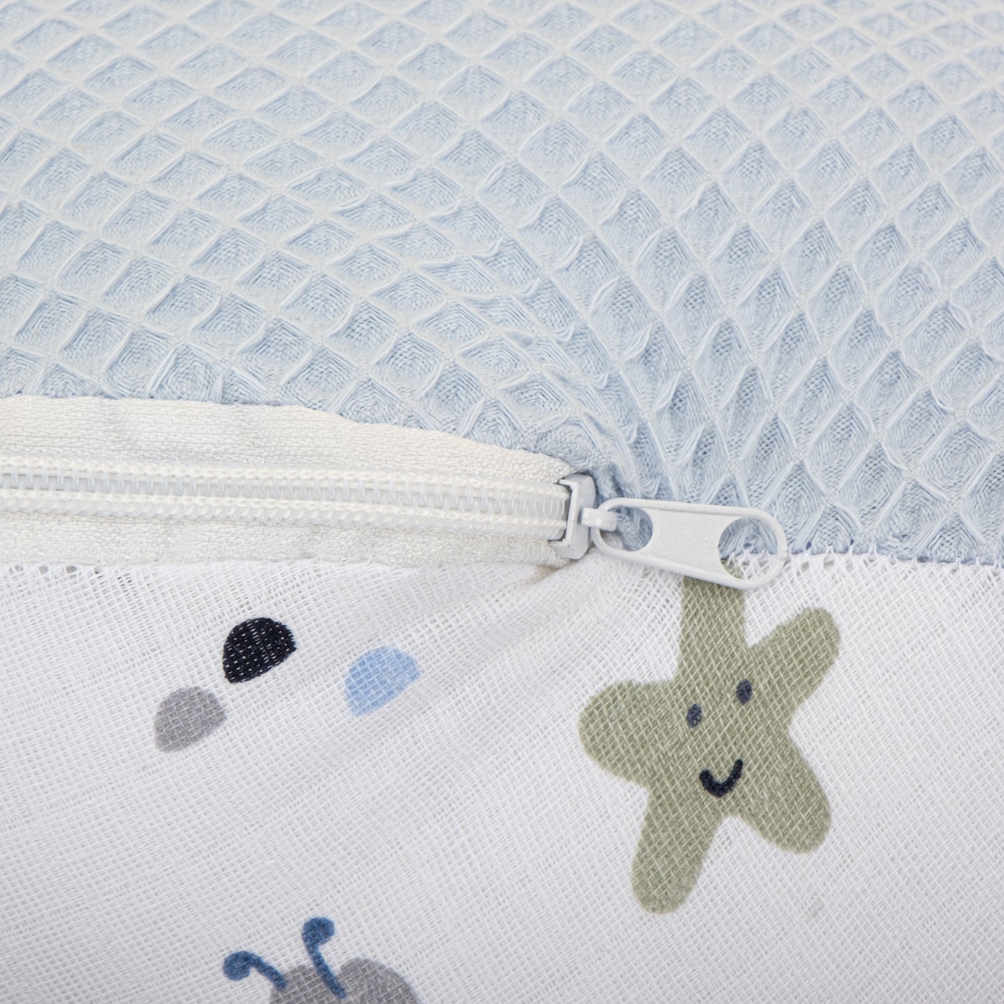 Emzirme Yastığı - Çift Taraflı - Bebe Mavi Petek - Mavi Kedi