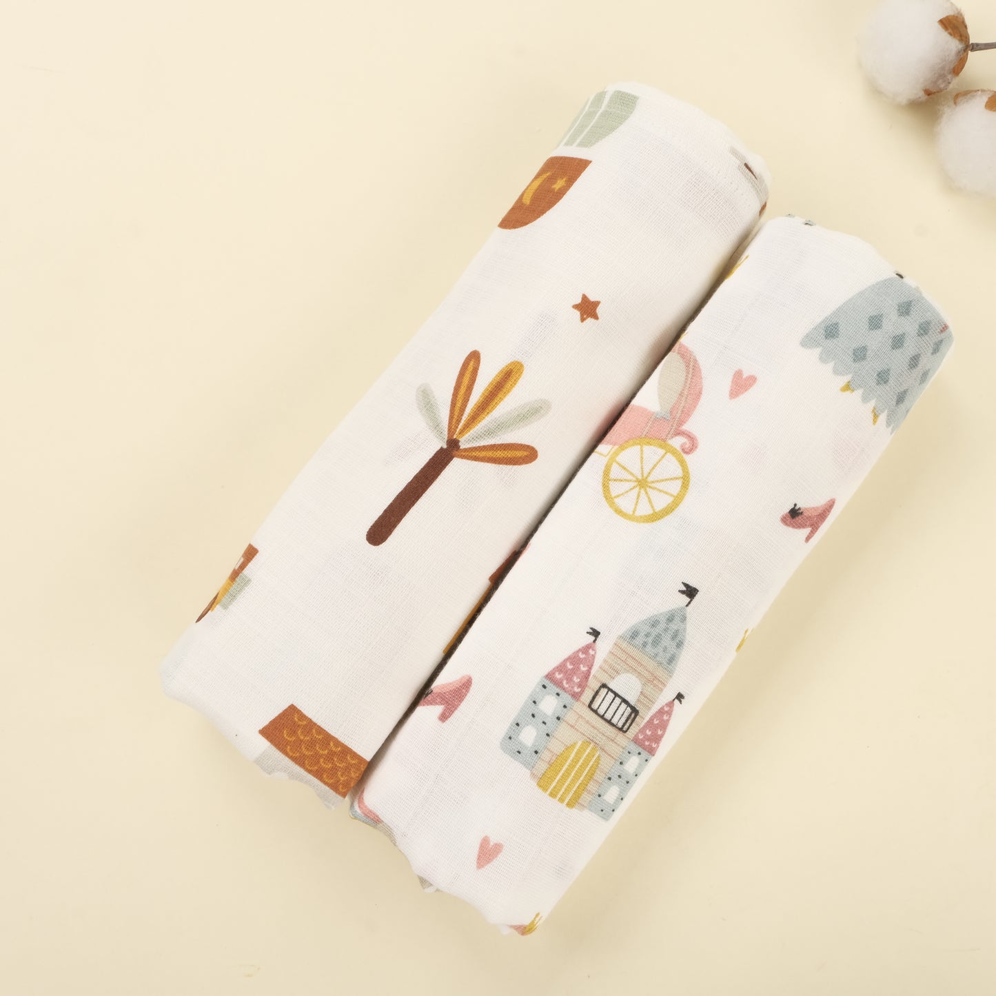 İndirimli Ürün - 2’li Muslin Örtü Set - Sarı Ev - Sindirella