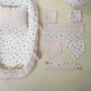 18 Parça Full Set - Çift Taraflı - Bebe Pembe Muslin - Çiçekler