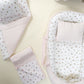 18 Parça Full Set - Çift Taraflı - Bebe Pembe Muslin - Çiçekler