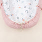 Babynest ve Yastık - Çift Taraflı - Pudra Muslin - Yeşil Çiçekler