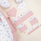18 Parça Full Set - Çift Taraflı - Pudra Muslin - Yeşil Çiçekler