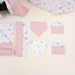 9 Parça Avantajlı Set - Çift Taraflı - Pudra Muslin - Yeşil Çiçekler