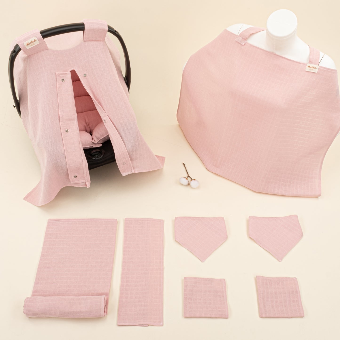 9 Parça Avantajlı Set - Tek Taraflı - Pudra Muslin