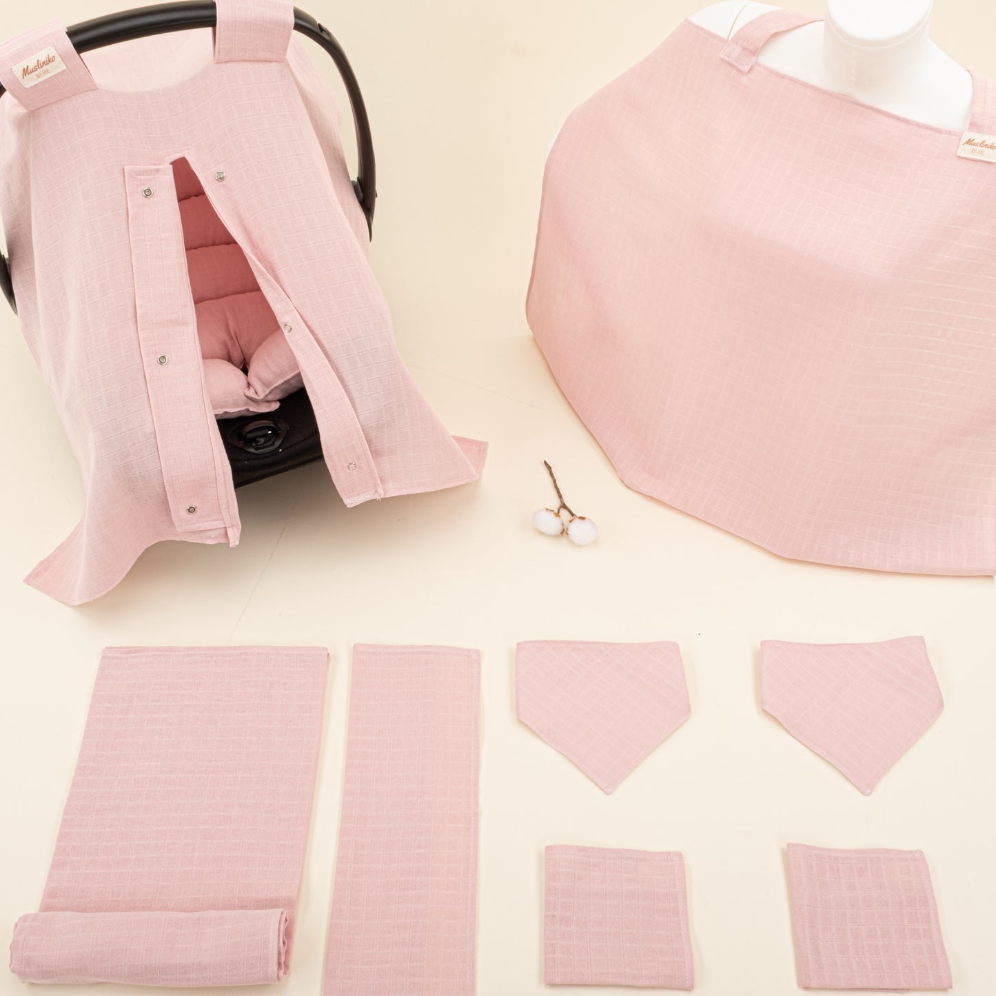 9 Parça Avantajlı Set - Tek Taraflı - Pudra Muslin