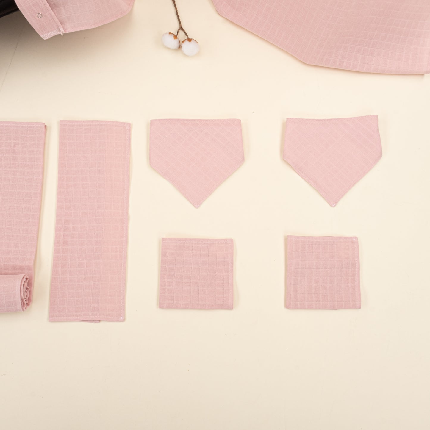 9 Parça Avantajlı Set - Tek Taraflı - Pudra Muslin