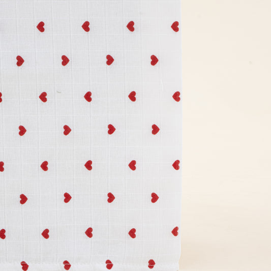 Müslin Örtü - Kırmızı Kalp