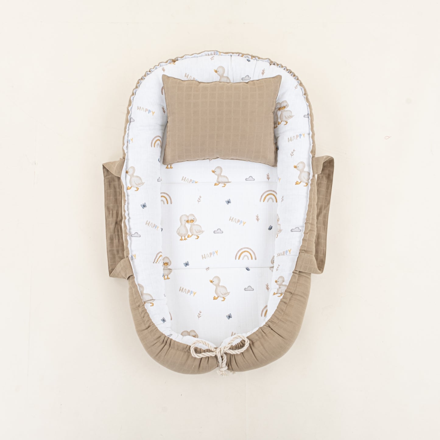 Babynest ve Yastık - Çift Taraflı - Toprak Muslin - Kahverengi Ördek