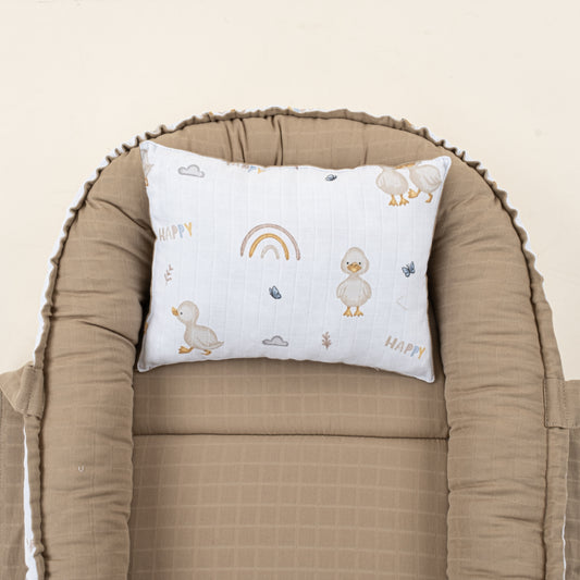 Babynest ve Yastık - Çift Taraflı - Toprak Muslin - Kahverengi Ördek