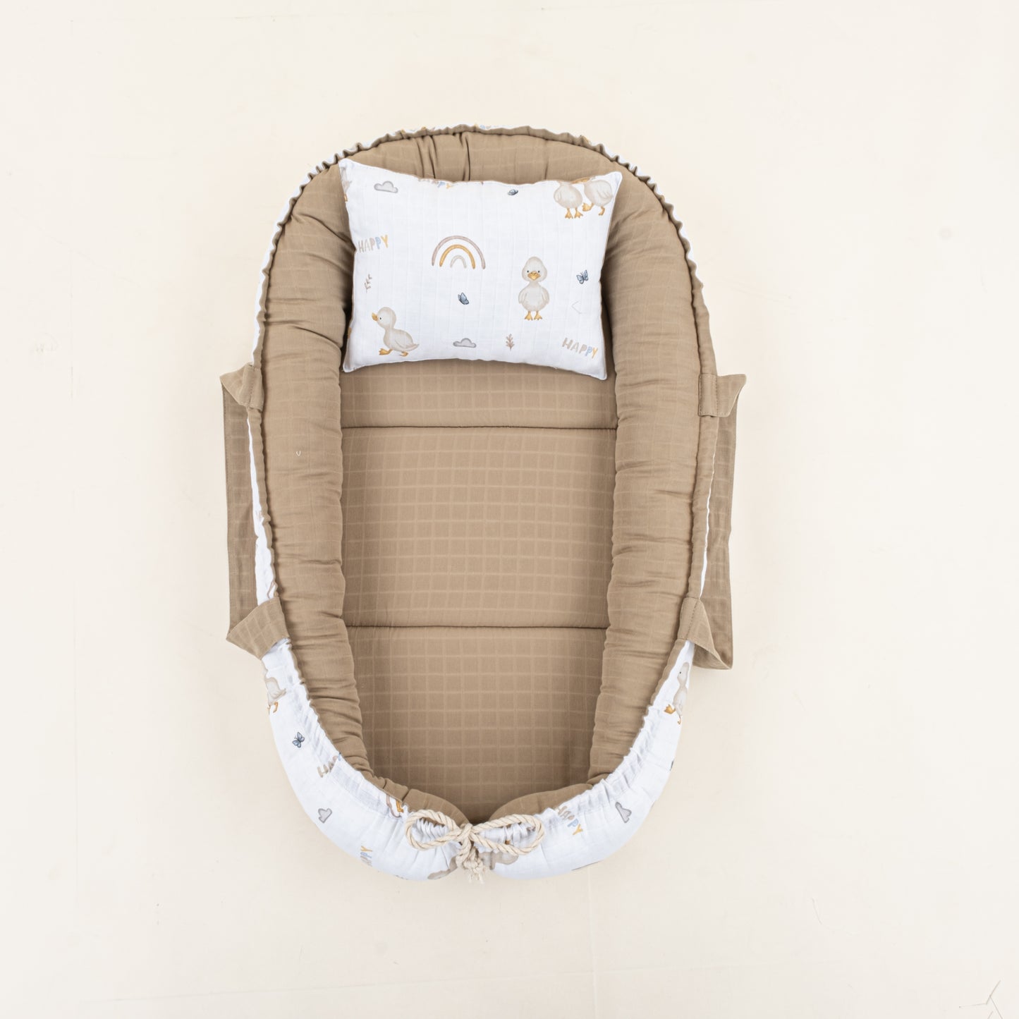Babynest ve Yastık - Çift Taraflı - Toprak Muslin - Kahverengi Ördek