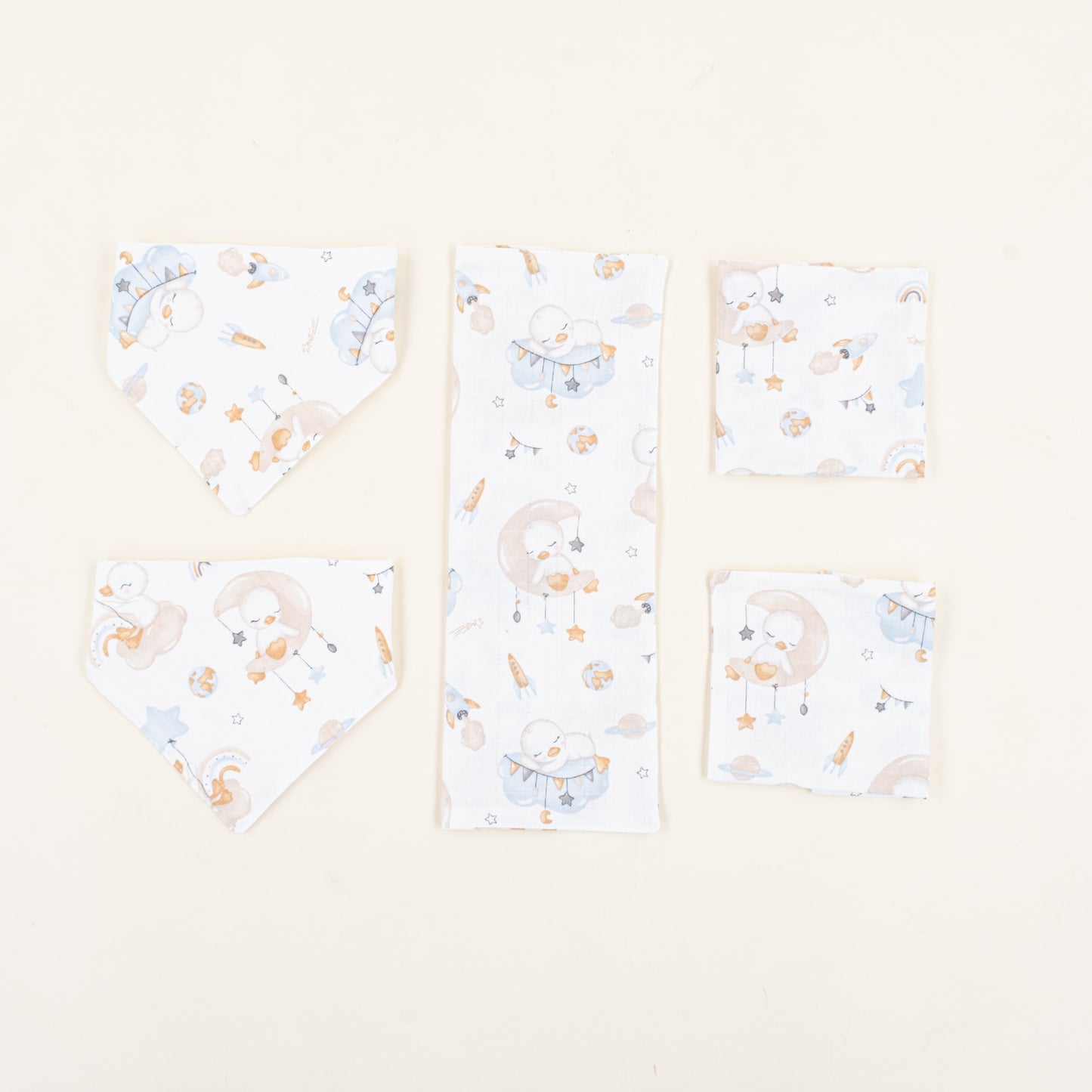 Önlük ve Mendil Seti - Tek Taraflı - Uykucu Ördek